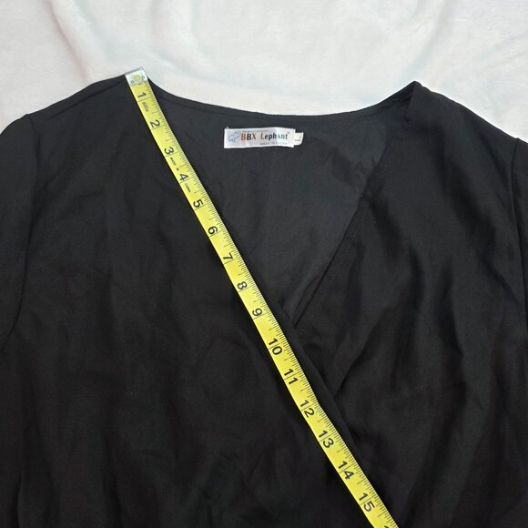 BBX Lephsnt Black Wrap Dress - Elegant & Flowy - Size L - Picture 11 of 13